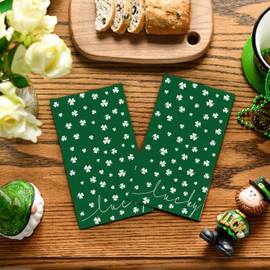Horaldaily 50 Patrick Spring Summer Disposable Paper Decorative Guest Napkins, Patrick Green Lucky Shamrock Hand Towel for Party Lunch Dinner Kitchen Bathroom
