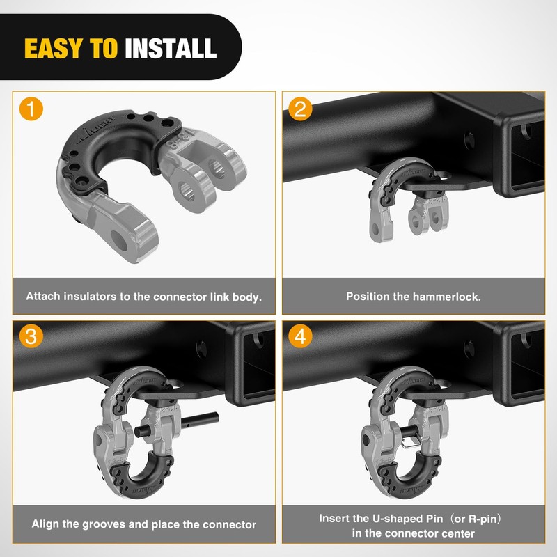 Nilight Safety Chain Connector Link, 1/2In Tow Hitch Hammerlock Coupling
