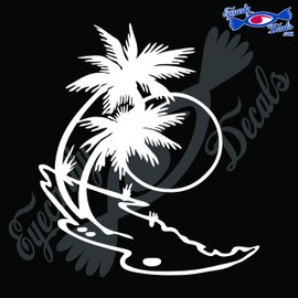 Eyecandy Decals Palm and Sunset 5" Decal Sticker White
