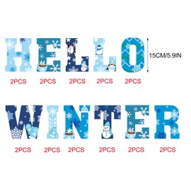 PTFNY 52 Pieces Winter Cutouts Classroom Bulletin Border Decoration Snowflake Penguin Snowman Colorful Christmas Winter Theme Party Decorations Supplies for Winter Christmas Classroom Home Decor