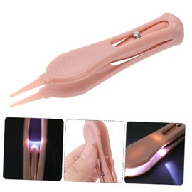 Kisangel Booger Cleaning Clip Pink Nose Tweezer with Skid Handle LED Light for Cleaning of Nose Ears and Navel