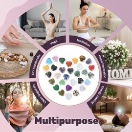 30PCS Mixed Color Heart Healing Crystals – Natural Gemstones for Meditation, Chakra Healing, Witchcraft & Spiritual Growth, Crystals and Healing Stones for Positive Energy