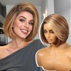 KOME Brown mix Blonde Highlight Synthetic Lace Front Wig,Side Part