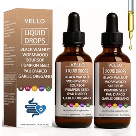 Wormwood & Black Walnut Gut Support Drops – Digestive & Gut Balance with Clove, Garlic, Oregano, Soursop, Pau D'Arco & Pumpkin Seed, 2 fl oz
