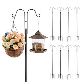 VEVOR Double Shepherds Hooks for Outdoor, 8 Pack 60 Inch Heavy Duty Bird Feeder Pole, 3/4 Inch Thick Garden Hooks for Hanging Hummingbird Feeder, Plant Baskets, Solar Light Lanterns,Wind Chimes