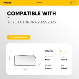 Compatible with Lower Toyota Tundra Passenger Side Mirror, 2022 2023 2024 2025, Power Heated, Lower Right Side Mirrors Replacement Glass