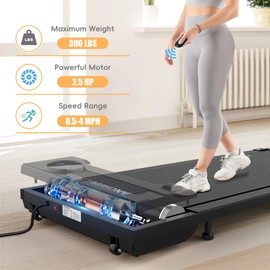 2 in 1 Under Desk Treadmill for Home Office, ANCHEER Walking Pad Under Desk Treadmill,2.5 HP Walking LCD Display(Black)