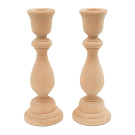 Wood Candle Holders, 6-3/4 Inch Wooden Candlestick Holders with 7/8 Inch Hole, Set of 4 Unfinished Wooden Candle Holders, Farmhouse Rustic Candle Holder for Crafts, Decorating and Painting