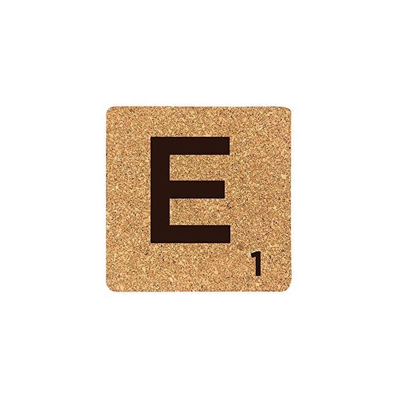 eBuyGB Scrabble Drinks Coasters, Square Cork Coaster, Individual Alphabet Letters,