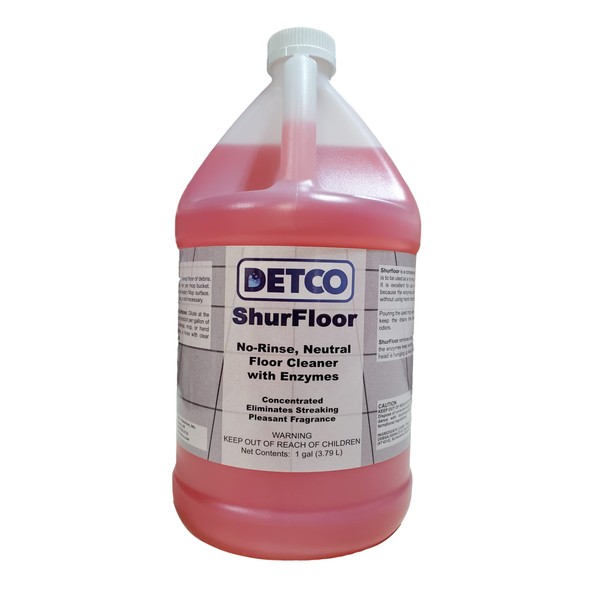 Detco ShurFloor- Enzymatic Multi-Purpose Enzyme Cleaner, No-Rinse, for floors, drains,
