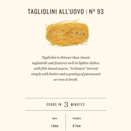 Rummo Egg Tagliolini All'uovo Pasta No.93 - Delicately Fine-Cut Italian Egg Pasta Nests, Slow-Dried for Perfection, 250 g (Pack of 1)