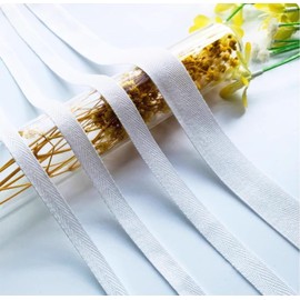 Twill Tape Ribbon 50 Yards 1/2 inch, Cotton Soft Natural Herringbone Webbing Tape Sewing Twill Ribbon Tape for Sewing DIY Crafts Home Decor (White, 1/2Inch)