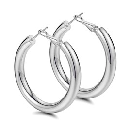 Sterling Silver Hoop Earrings for Women Thick Large Silver Earings Hypoallergenic Chunky Silver Hoops 25mm