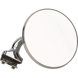 Speedway Motors Clamp On Door Top Peep Mirror 4 Inch Round, Universal Left or Right Side Rear View Mirror, Chrome Steel Hot Rod Vintage Car Exterior Mirror