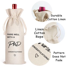 LANBAIHE Graduation PHD Gift, Graduation Wine Bag, Pairs Well with PhD, PhD Wine Bag, Gift for PhD, Gift for Doctors, Doctorate Graduation Gift