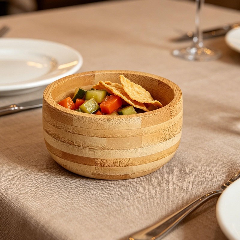 ZTHapwa Bamboo Bowls Set of 2, 6 oz Small Wooden