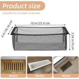 6-Pack Black Floor Vent Covers (4x10 Inch) - Debris Trapping Air Vent Screens, Keeps Out Bugs, Pet Hair, Dust & Small Objects