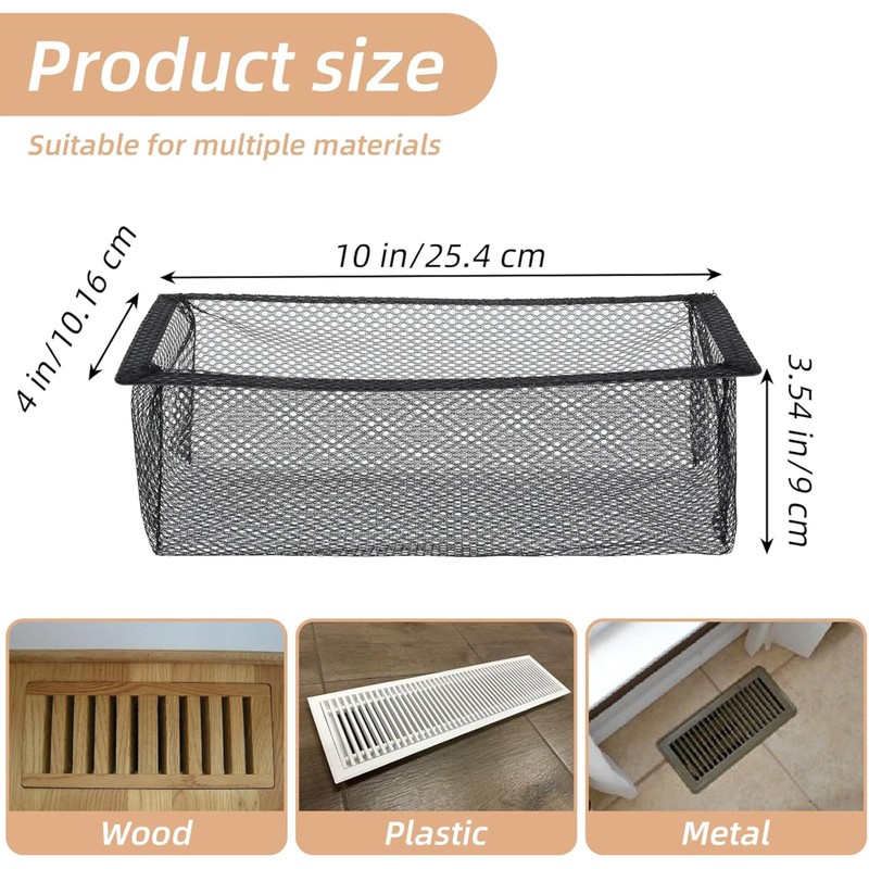 6-Pack Black Floor Vent Covers (4x10 Inch) - Debris Trapping