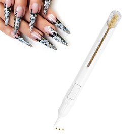Nail Art Bullion Pen, Metal Beads Dotting Painting Drawing Pen, DIY Manicure Decorations, Suitable for Natural and Artificial Nails (Gold)