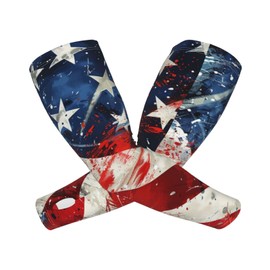 ANSGSD American Flag 4 Gardening Sleeves With Thumb Hole For Women Men, Farm Sun Protection Thorn Proof Cooling Arm Sleeves To Cover Arms For Garden Sports