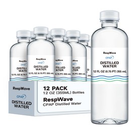 12 oz 12-Pack Distilled Water for CPAP Machines | Made in USA | Use with ResMed and Respironics Machines | Travel-Friendly, Clean, Multi-Use