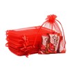 100pk Red Organza Gift Bags,9x12cm Small Organza Favor Bags,Wedding Jewelry