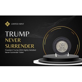 Generic Mugshot President Trump Commemorative Coin - Trump 2024 | Never Surrender Silver/Matte Black