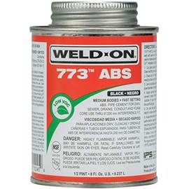 WELD-ON 10245 773 ABS Medium-Bodied High Strength Solvent Cement - Fast Setting and Low-VOC, Black, 1/2 Pint (8 fl oz)
