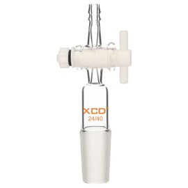 XCD Vacuum Flow Control Adapter, Lab Glass Adapter with PTFE Stopcock, 24/40 Joint and Straight Hose Connection for Lab Supply