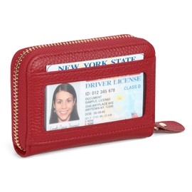 SENDEFN Leather Wallet Women RFID Blocking Small Compact Wallets Credit Card Holder with ID Window