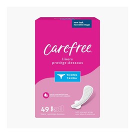 Carefree Pantiliners for Thongs with Stay Put Wings, Unscented, Regular 49 ea