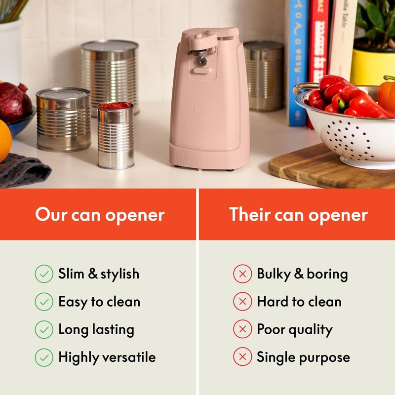 bella Electric Can Opener and Knife Sharpener, Multifunctional Jar and
