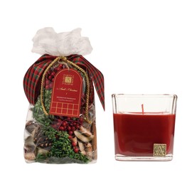 Aromatique The Smell of Christmas Potpourri Bag 14 oz Decorative Home Fragrance and Smell of Christmas Cube Glass Candle 12oz Decorative Home Fragrance Aromatherapy