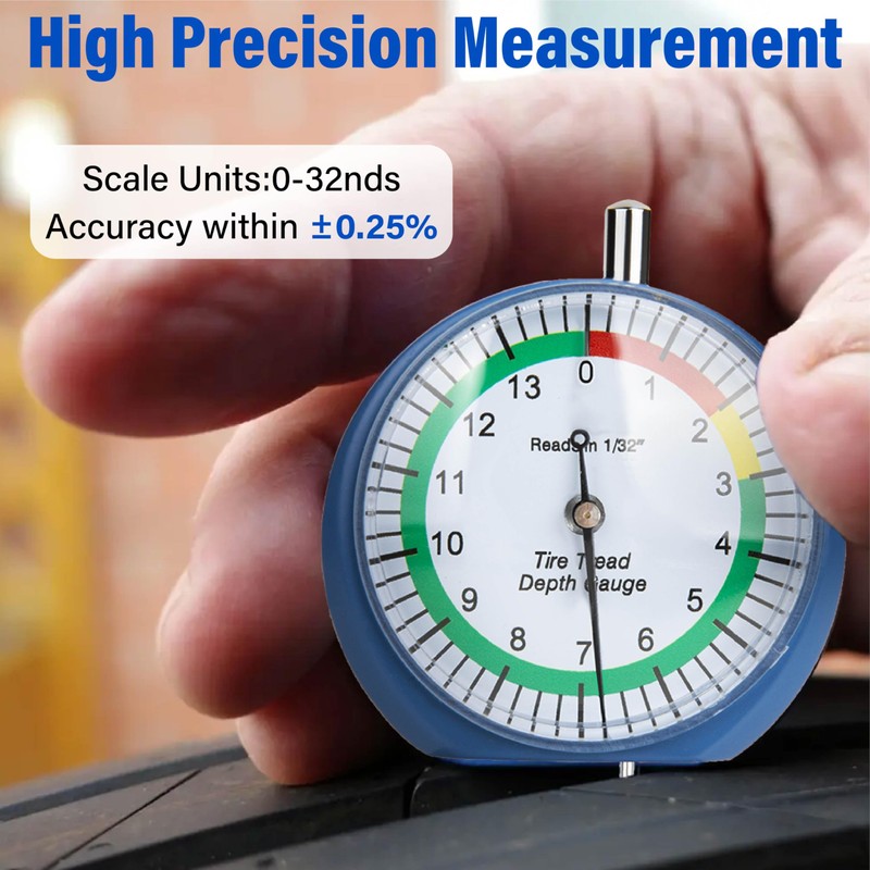 Tire Tread Depth Gauge, Zinc Alloy Dial Type Tire Tread
