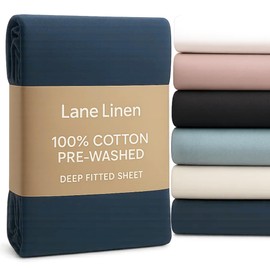 Single Size Fitted Sheet – 100% Cotton Percale – Soft, Pre-Washed & Easy Care – Deep Fit 38cm – Hotel Style Bottom Sheet – Long-Lasting Comfort – Estate Blue