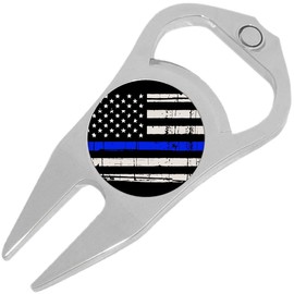NewCharms US Flag Thin Blue Line Golf Ball Marker Divot Repair Tool Bottle Opener