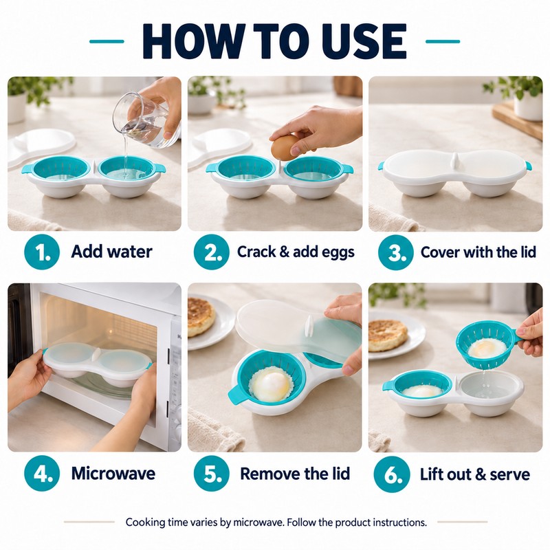 Microwave Egg Poacher for Quick Breakfasts – Double-Cup PP Egg