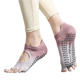 aninako Yoga Socks, Five Toes, Pilates Socks, Anti-Slip, Dance Socks, Women's, Professional, Yoga Socks, Exposed Toe and Instep, Cool, Breathable, Durable, Moisture Wicking, Quick Drying,