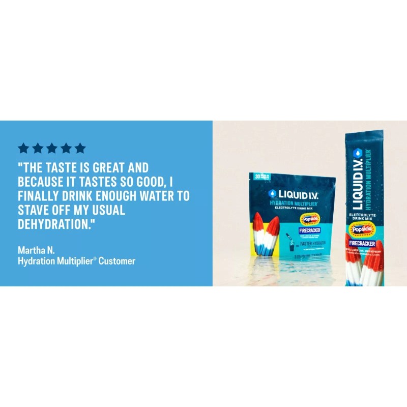 Liquid IV Firecracker Popsicle Hydration Multiplier Electrolytes Drink Mix -