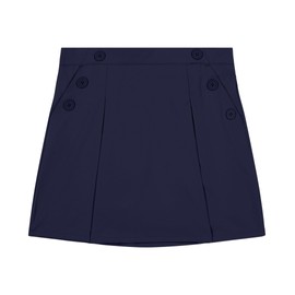 Nautica Girls' Little School Uniform Pull-on Scooter Skirt with Undershorts, Poplin Style with Button Pockets, Navy, 5