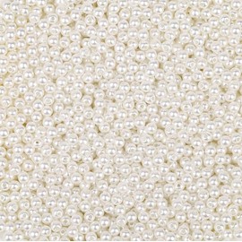 BetterJonny Pearl Beads, Approximately 3,400 Pieces for Crafts, Round Balls, Pearls, with Holes, White, Hand, Pearls, Parts, Boxed, Craft Materials, Handmade Material (0.2 inch (4 mm), Both Holes)