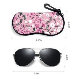 ZAXMEY Sunglasses Soft Case with Carabiner Ultra Light Neoprene Zipper Glasses Case, ReBl Marble