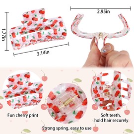 WHAVEL Cherry Hair Clip 2PCS Cute Claw Clips for Thick Hair Cherry Accessories for Women Spring Summer