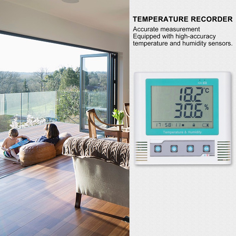 Digital Temperature Recorder Builtin HighAccuracy Sensor USB LCD Humidity Data