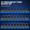 3/8" Drive Stubby Hex Bit Socket Set,27PCS Impact Allen Socket