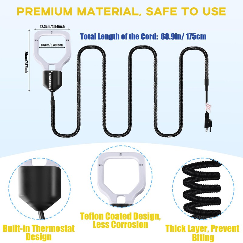 Magoog 500W Chicken Water Heater, 50Gal Chicken Water Deicer for