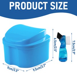 Daelesr Denture Box, Denture Storage Box, Denture Box, Dentures Case, 2 Pieces Denture Case, 2 Cleaning Brushes, for Cleaning and Storing Dentures