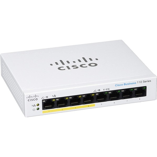 Cisco Business CBS110-8PP-D Unmanaged Switch | 8 Port GE | Partial PoE | Desktop | Ext PS | Limited Lifetime Protection (CBS110-8PP-D-NA)