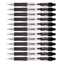 OFFICER PRODUCTS DONAU Classic Retractable Gel Pen, Colour: Black, Pack of 12, Line Width: 0.25 mm, Ball Diameter: 0.5 mm, Soft Feel Grip