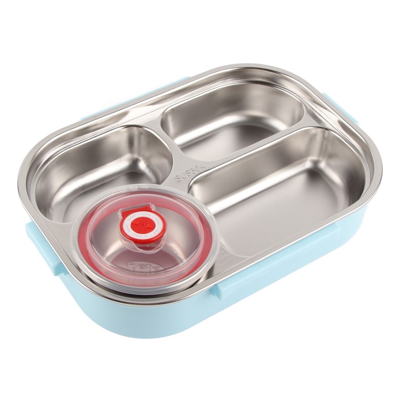 Stainless Steel Lunch Box Food Grade Safe 4 Compartments Portable